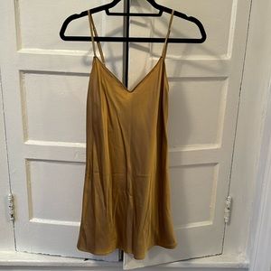 Reformation Gold 100% silk slip dress size small